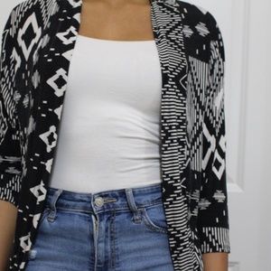 black and white tribal patterned cardigan